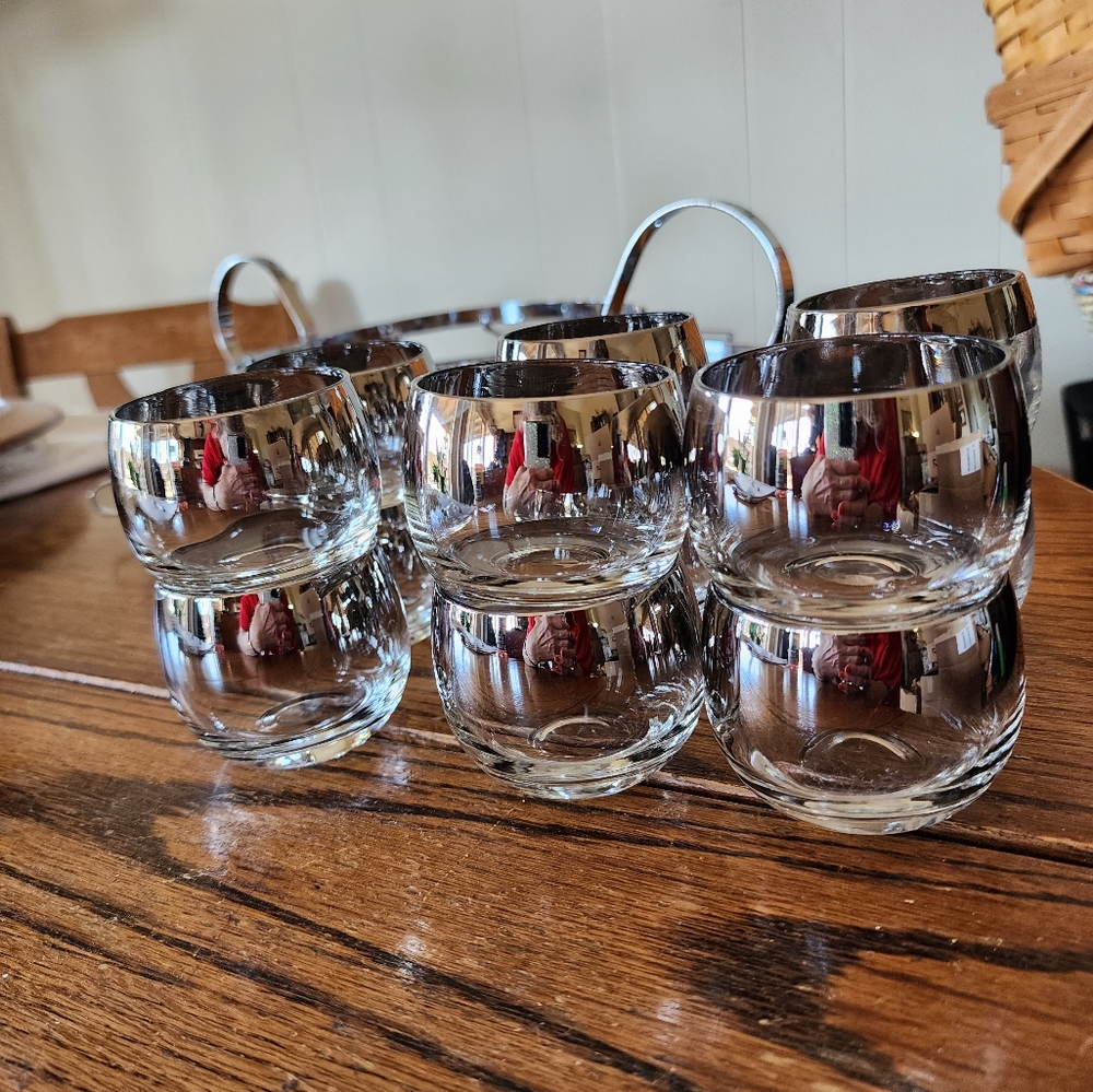 Mid-century modern silver ombre low ball glasses.